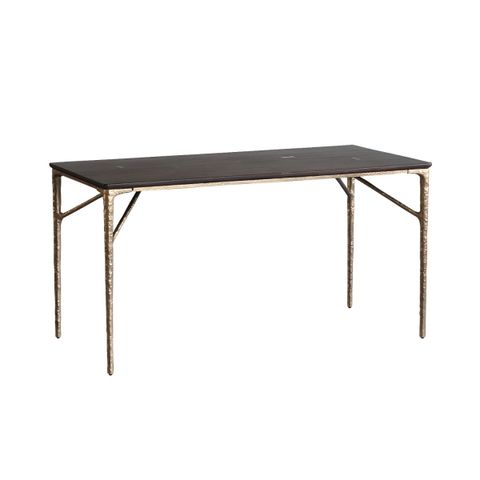 Brown Rectangular Wood Dining Table With Metal Legs - Scandinavian Style, Standard Height - Gold ... with regard to Styling Your Rebellah Walnut Brown Rectangular Table for Every Occasion